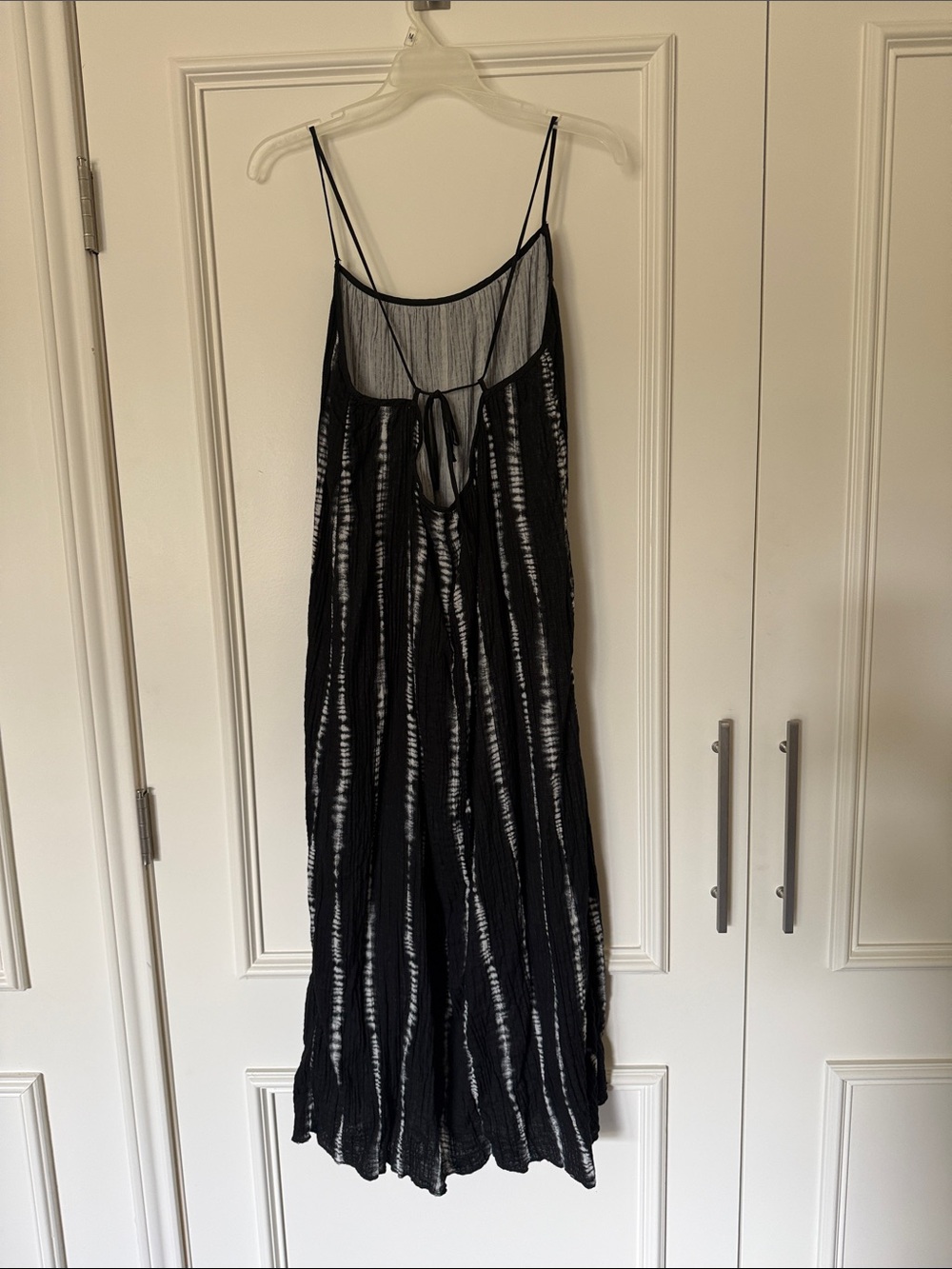 H&M Black Maxi Gauze Dress Coverup with Vertical White Stripe Detail - Picture 2 of 10